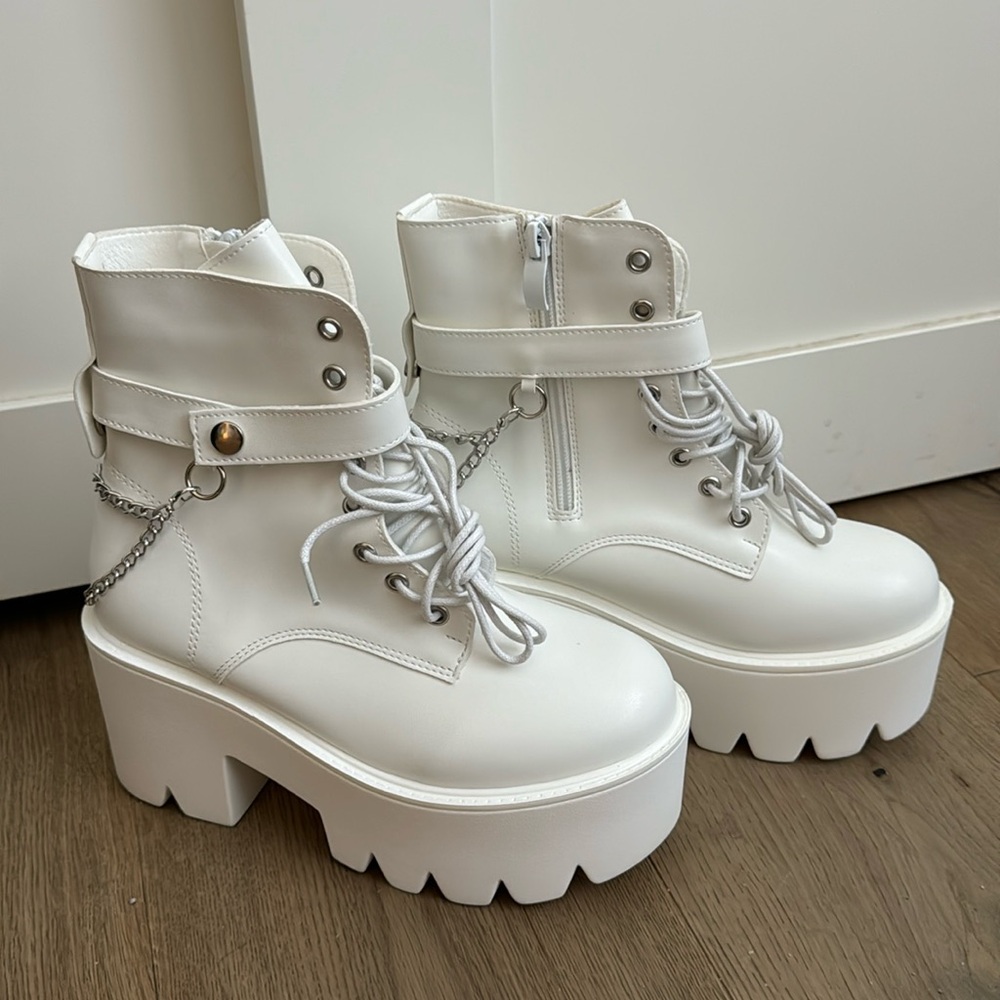 White platform boots